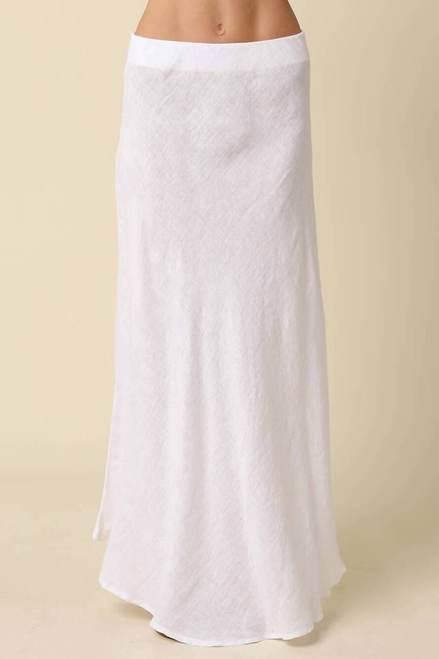 NEW OLIVACEOUS nadia linen maxi skirt in white
